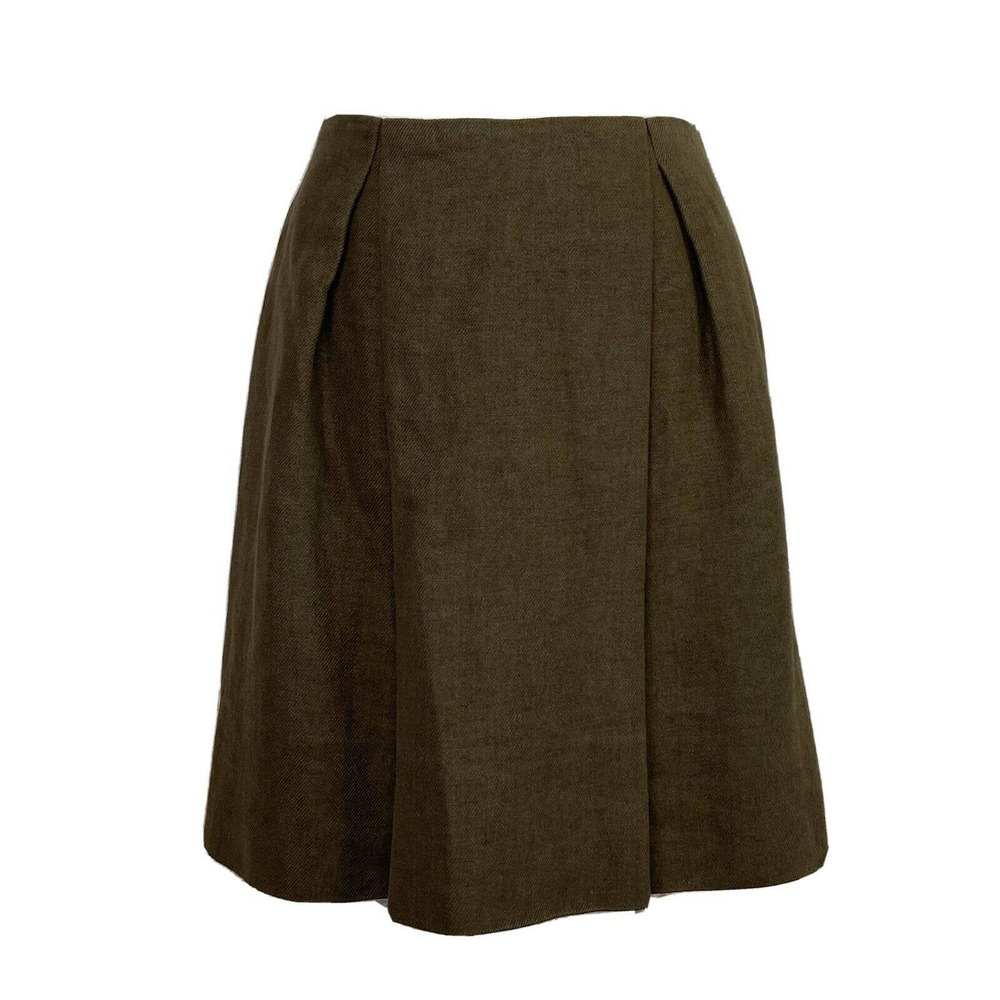 Chloé Couture Pleated Skirt Linen Silk Lined T38